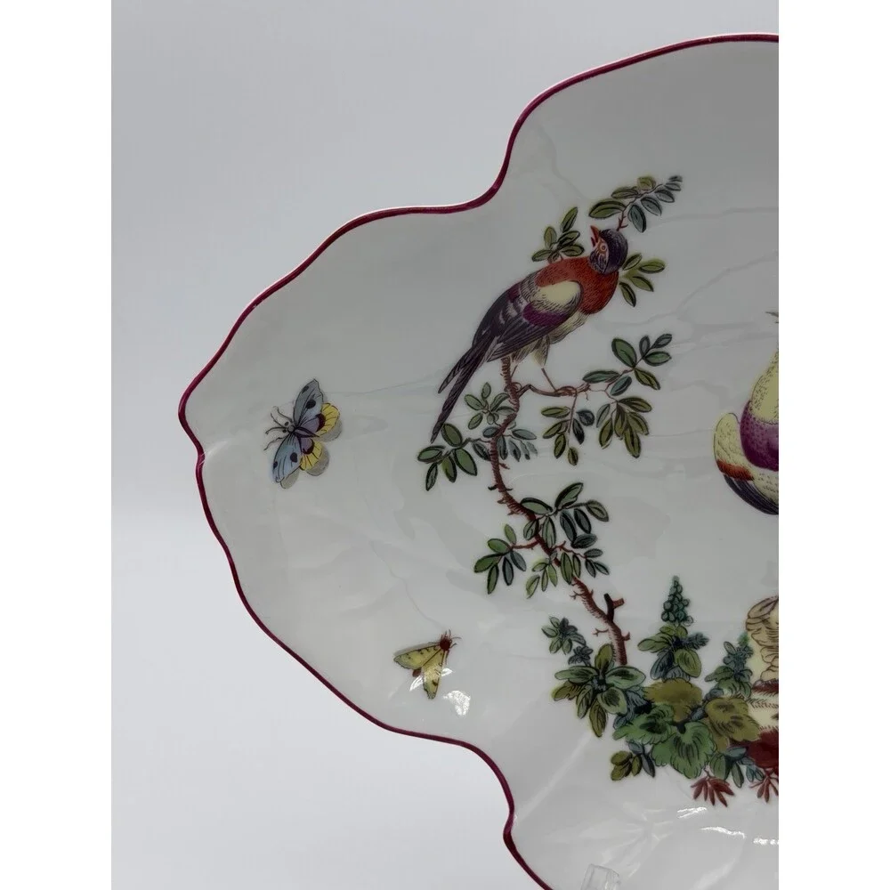 Mottahedeh Williamsburg Porcelain Chelsea Birds Leaf Bowl Portugal Large Vtg